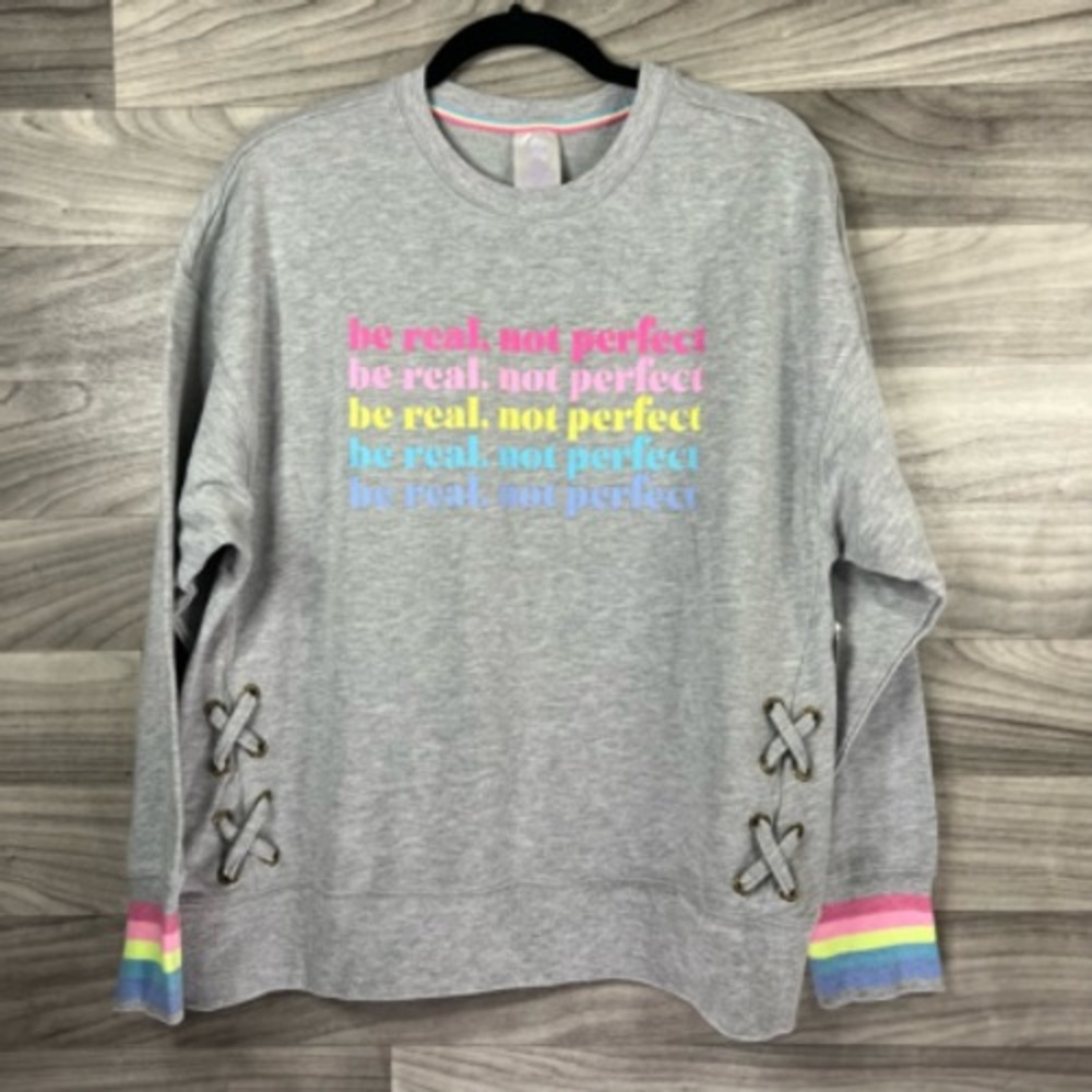 Secret Treasures Womens Sleep Sweatshirt Gray Pink Heathered Be Real L 12-14 New